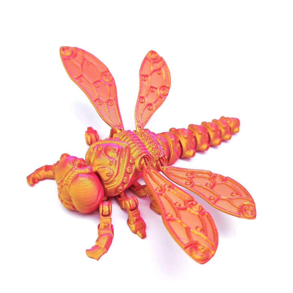 Articulated Dragonfly Figure with Movable Wings - Transformable and Realistic 3D Printed Toy Ornament Gift