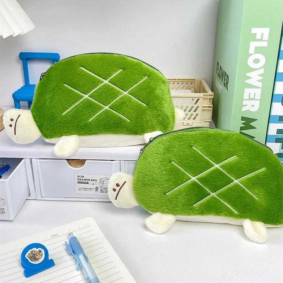 Креативная сумка для хранения канцелярских принадлежностей в виде черепахи, пенал с изображением животных из мультфильмов, милая детская плюшевая сумка для канцелярских принадлежностей, большая сумка для хранения, пенал