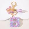 A To Z Фиолетовые звезды заполнены буква брелок 26 инициалов алфавит бабочка кисточка подвески брелоки сумка украшение автомобиль брелок подарок