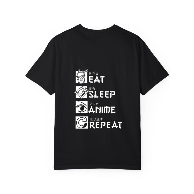 Белая футболка с принтом Eat Sleep Anime Repeat для повседневной носки