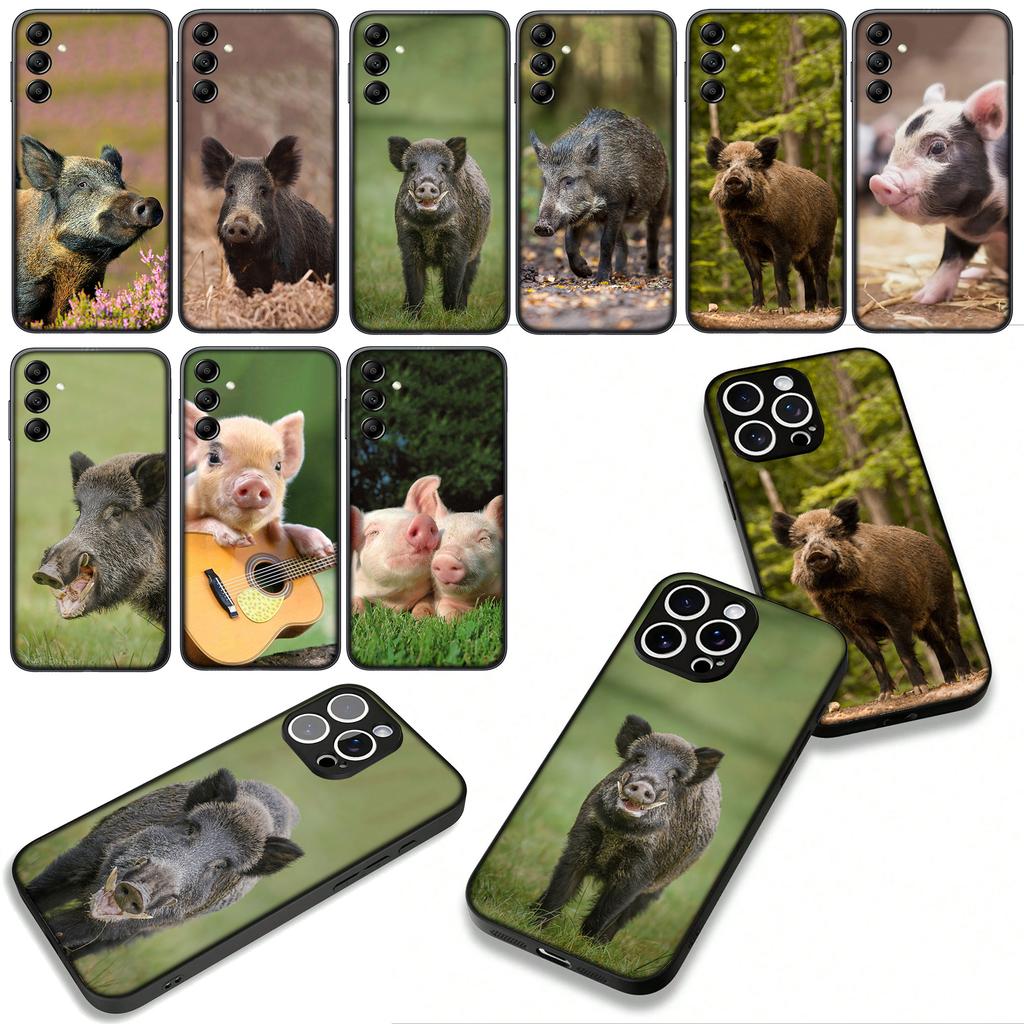 Wild Boar Pig Phone Cover for Samsung Galaxy A36 A17 A26 A07 A35 A54 A53 A13 A33 A34 S8 S9 S20 S21 FE S10 Plus Case
