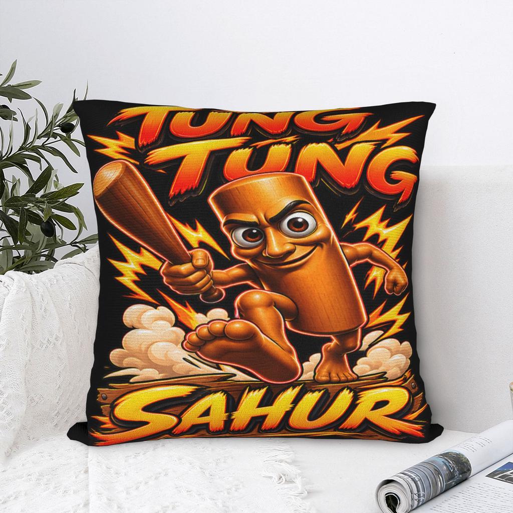 Pillow Case Tung Tung Tung Sahur Funny Meme Comfy Pillow Cover For Living Room Chair Retro Trendy Pillowcases