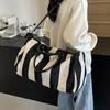 Ретро полосатая женская дорожная сумка большой вместимости, прочная оксфордская сумка-трансформер через плечо для поездок на выходные и ежедневных поездок на работу CLE