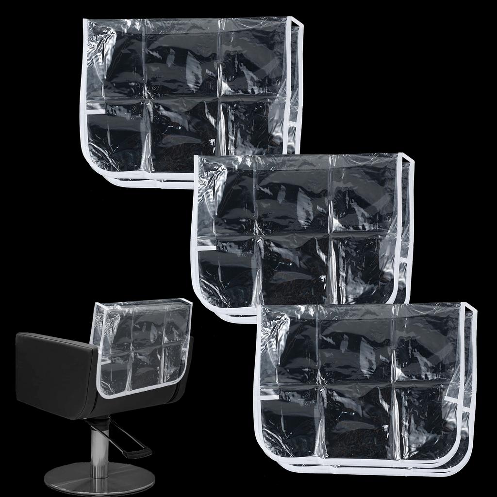 3 Pcs Salon Chair Back Cover Barber Beauty Chair Protectors Plastic Clear Waterproof Soft Sofa Armrest Dust Prevention