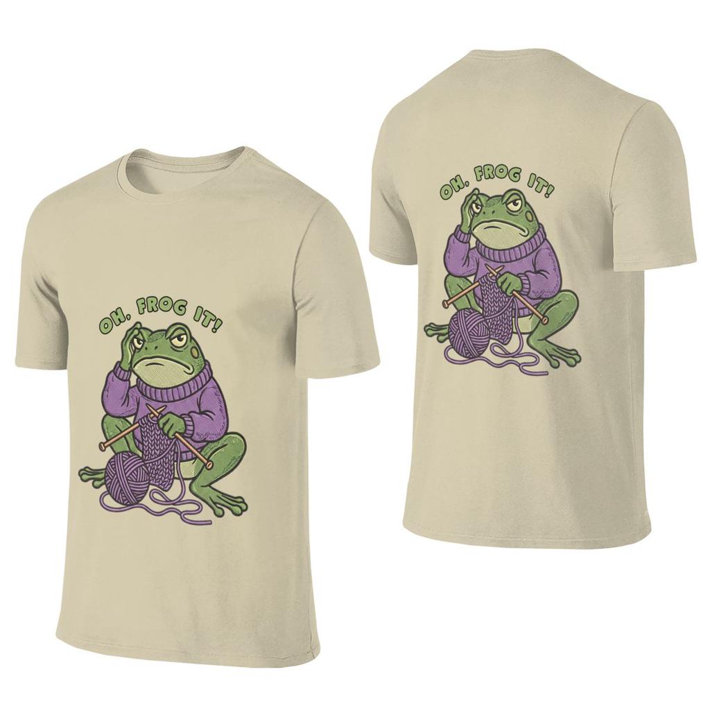 Oh Frog It Funny Knitting Toad Yarn Pun Shopping Reversible Tshirt Koreanstyle Lazy Solid Colors Tshirt
