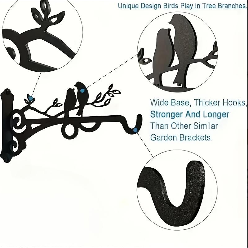 1/2 шт. Крючок для венка для домашнего декора, Простая установка с помощью прилагаемых винтов, Подходит для подвешивания садовой корзины, Для внутреннего/наружного/садового/декоративного использования