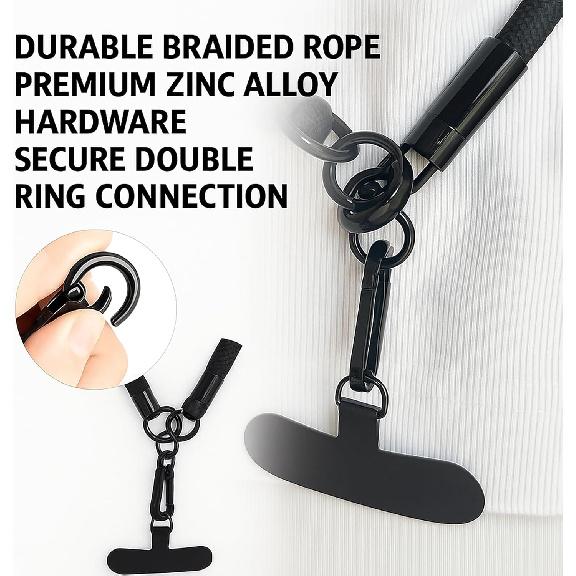 Adjustable Crossbody Phone Lanyard with Quick-Release Buckle, Padded Shoulder, Hands-Free for Phones, Walkie Talkie