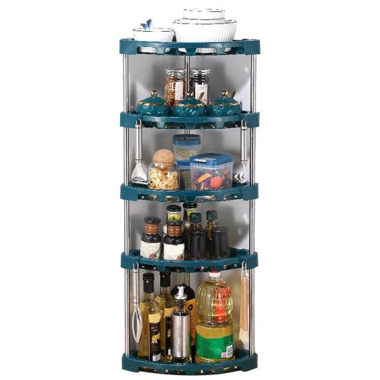 1 Set Kitchen Storage Shelf Stainless Steel Kitchen Corner Storage Organizer Detachable Shelf Home Supply
