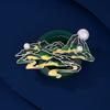 Green Mountains And Rivers Brooch High-End Women'S Exquisite Pearl Jiangshan Corsage Niche Design Pin National Style Accessories