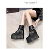 Leather Women Platform Shoes Ankle Boots Autumn Winter Fashion High Heels Female Ankle Boots Warm Plush Winter Shoes Boot