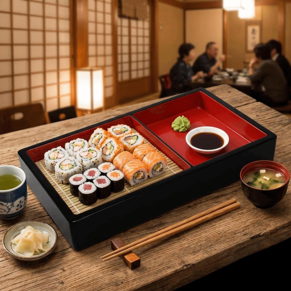 Multipurpose Cold Noodle Plate with Bamboo Mat Sashimi Platter Food Platter Sushi Restaurants