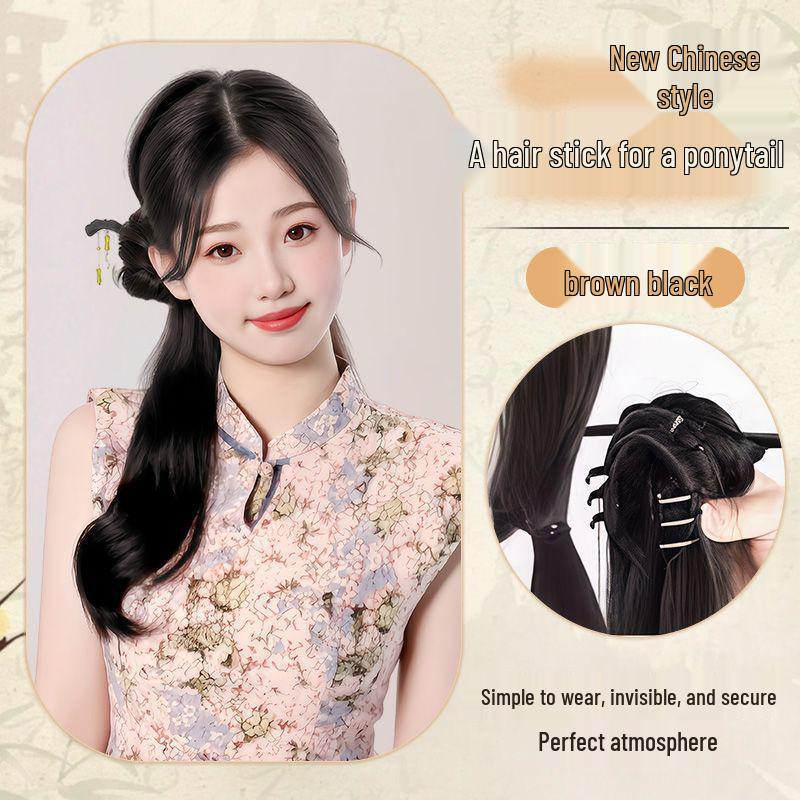 Парик с косой в китайском стиле и боковой пучкой - Вдохновлен Hanfu и Qipao