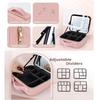 Portable Makeup Bag with Lighted Mirrors Travel Cosmetic Case Organizer with 3 Color Lights Mirror Dividers Brush Cases Holder