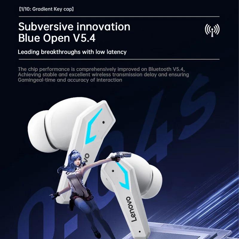 Оригинальные наушники Lenovo TG102 Bluetooth 5.4, спортивная гарнитура, беспроводные внутриканальные игровые наушники с низкой задержкой, двухрежимные музыкальные наушники