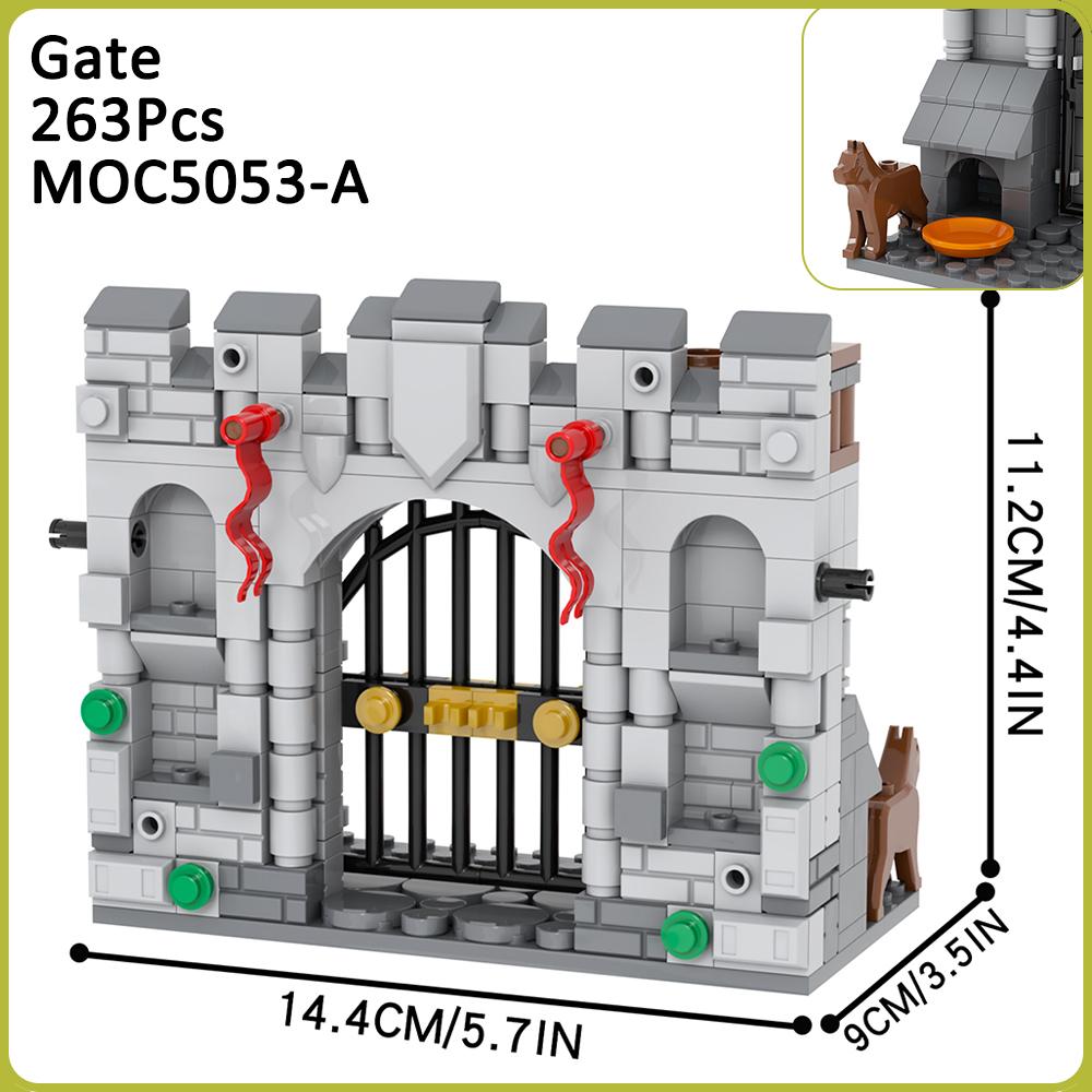 MOC Medieval Stone Castle Brick Gate Tower Construction Assembled Compatible Figure Building Blocks Toys For Children Adult Gift