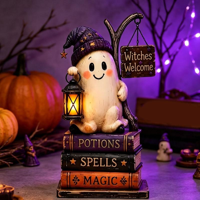 Halloween Desk Decors Wooden Tabletop Display Accent for Mantel, Shelf and Party Setup, One Selected Style per Pack