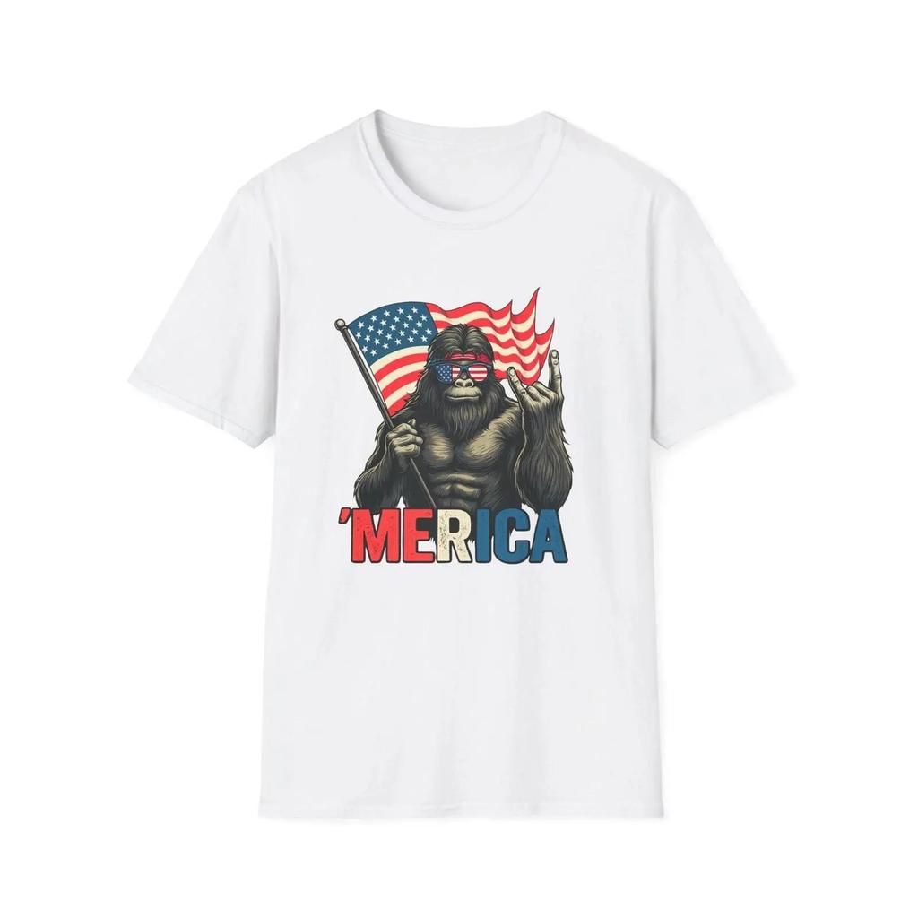 Patriotic T Shirt Gorilla Merica Softstyle America Vintage Versatile Slightly Soft Stretched Comfortable Streetwear