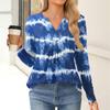 Women's Fashion Casual Long Sleeve Shirt Color Stripes Printed V Neck Up Tops