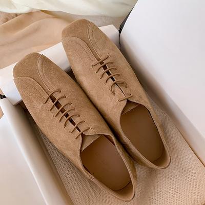 Мода 2025 Весна Лето Новые Женские Низкий Каблук Квадратный Носок Базовые Повседневные Рабочие Удобные Балетки Мягкая Натуральная Кожа Обувь Женская Лаконичная