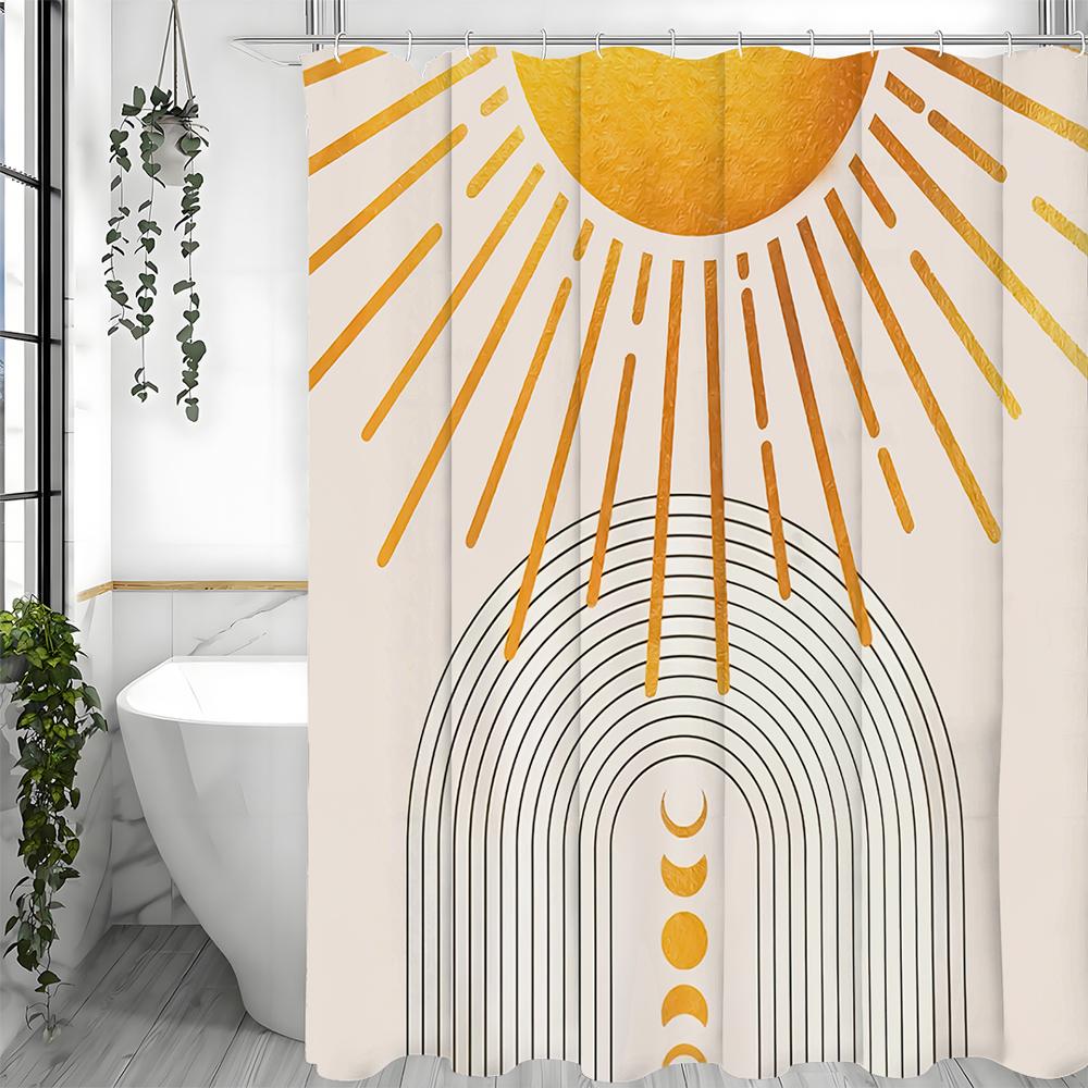 Занавеска для душа Sun Arch Moon Phase, Декоративная занавеска для душа для ванной комнаты, Водонепроницаемая занавеска для душа с крючками