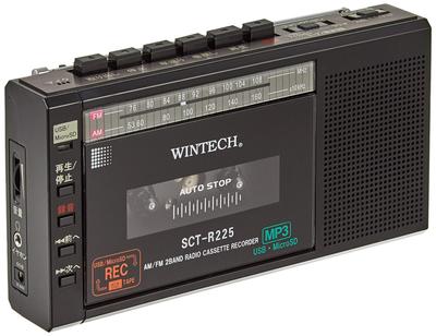 Компактный кассетный радиоприемник WINTECH Micro с возможностью записи, черный, широкополосный, SD/USB (модель ФМ) SCT-R225K
