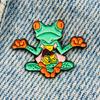 New Enamel Pin Animal Crazy Frog Metal Connector Gift Birthday 1pc