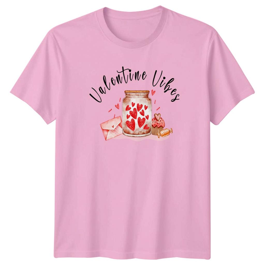 Valentine Vibes Hearts Jar Unisexs TShirt Unisexs Tee Graphic Unisex Top