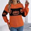 Женская мода повседневный свободный свитер контрастного цвета на Хэллоуин с длинным рукавом пуловер топ