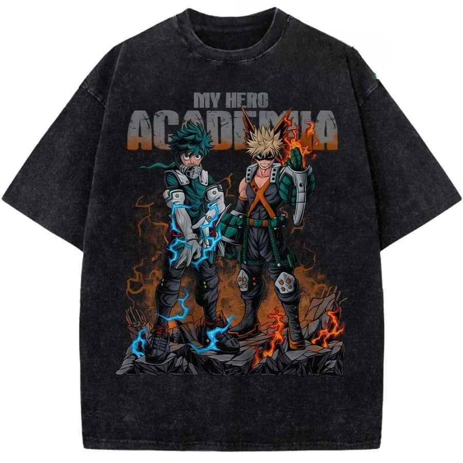 Hot Anime My Hero Academia All Might Graphic Tee Men Women Clothing Washed Cotton Tshirt Casual Loose Tshirt Harajuku T Shirt