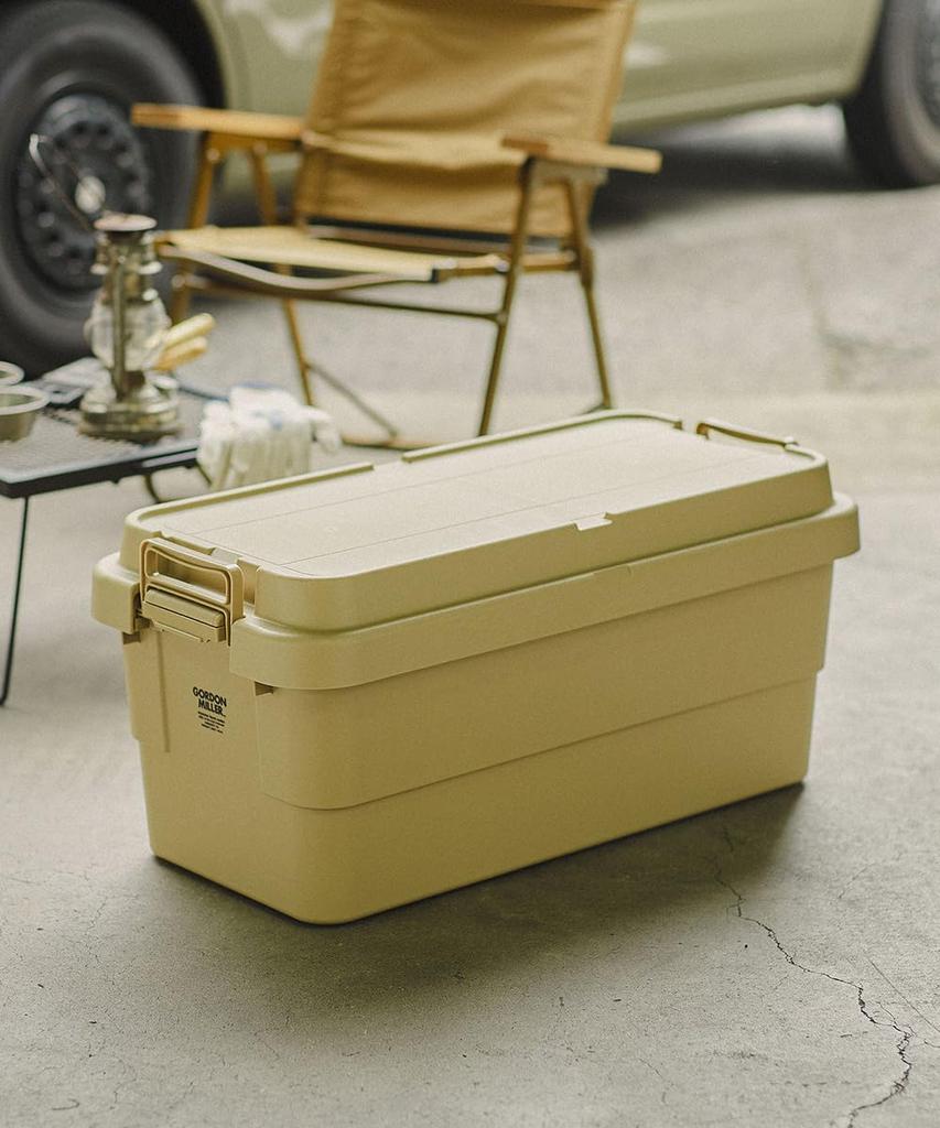 GORDON MILLER Car 70L Stacking Trunk Cargo Storage Box Organizer Coyote Beige with Lid Outdoor Sitting Large Capacity 1628754
