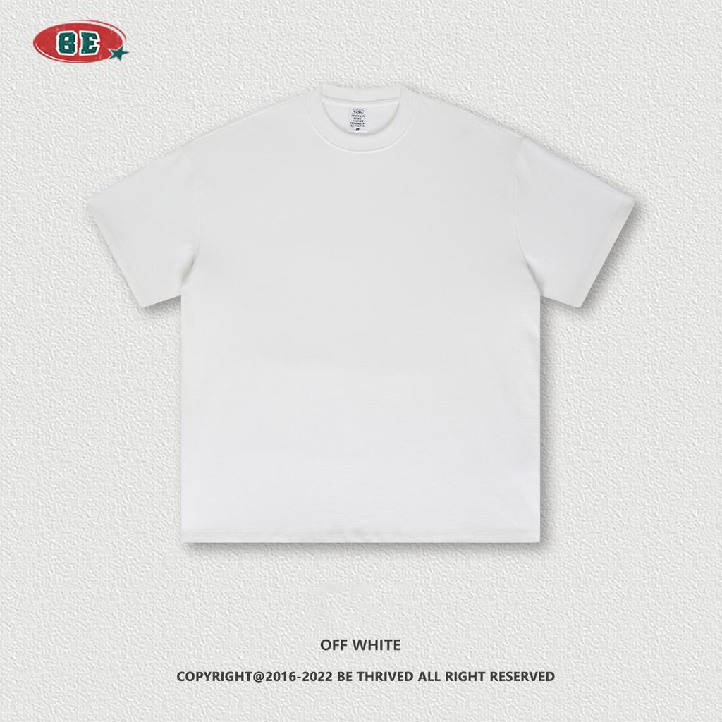 2024 футболка из чистого хлопка, тяжелый вес 425 г, однотонная с открытыми плечами, с короткими рукавами, свободная модная брендовая пара с короткими рукавами