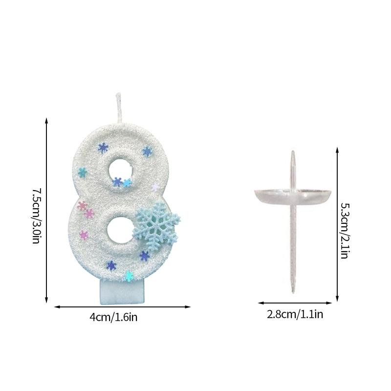 Цифровая Свеча для Украшения Торта Снежинка Свечи с Цифрами для Девочки Ребенка Топпер для Торта на День Рождения Вечеринка Baby Shower Рождественский Декор