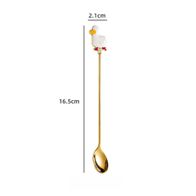 Creative Cartoon Animal Floral Spoon & Fork, Mirror Polished 304 Stainless Steel Dessert Coffee Stirrer