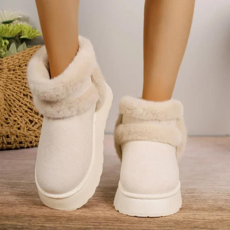 Botas de nieve de gamuza cortas de mujer zapatos casuales Calientes Челси Гамуза botas zapatos planos invierno 2024