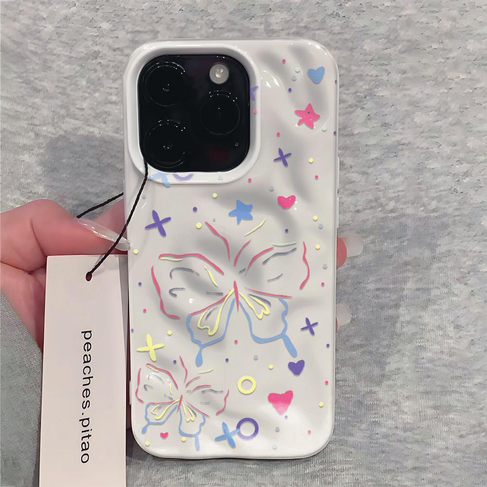 Colorful Line Butterfly Phone Case For IPhone 17 Air 16 15 14 13 12 11 Pro Max Cover Case For IPhone 16 15 14 Plus Case Funda