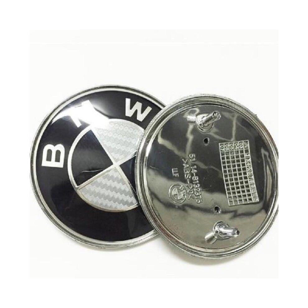 Carbon 1pcs Replacement For Bmw Emblem 82mm For Front Hood Trunk Badge Logo