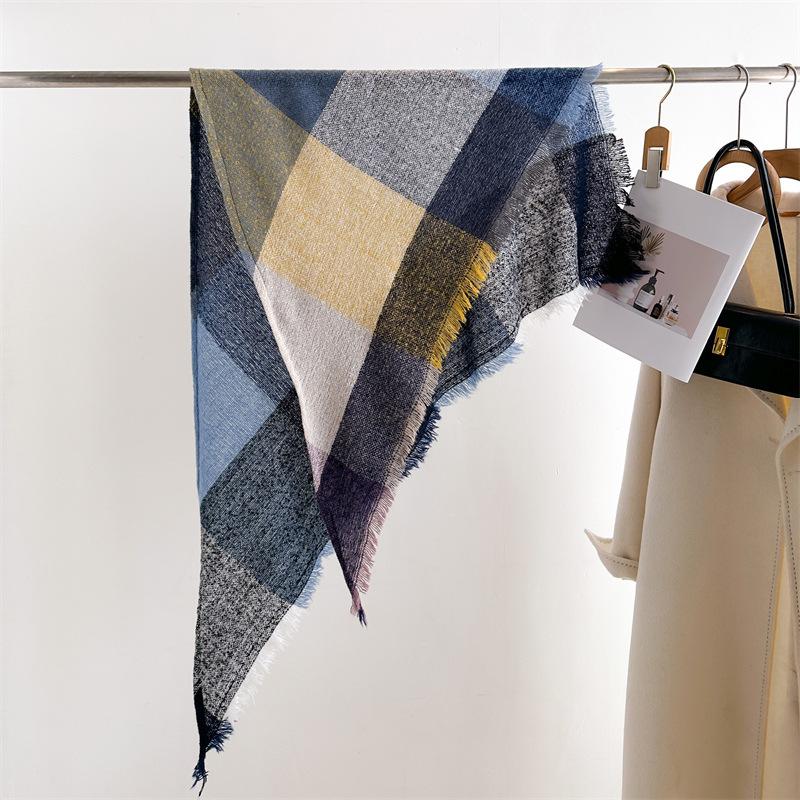 New Autumn And Winter Imitation Cashmere Colored Plaid Warm Shawl Scarf, Unisex Fashion Versatile Tassel Scarf