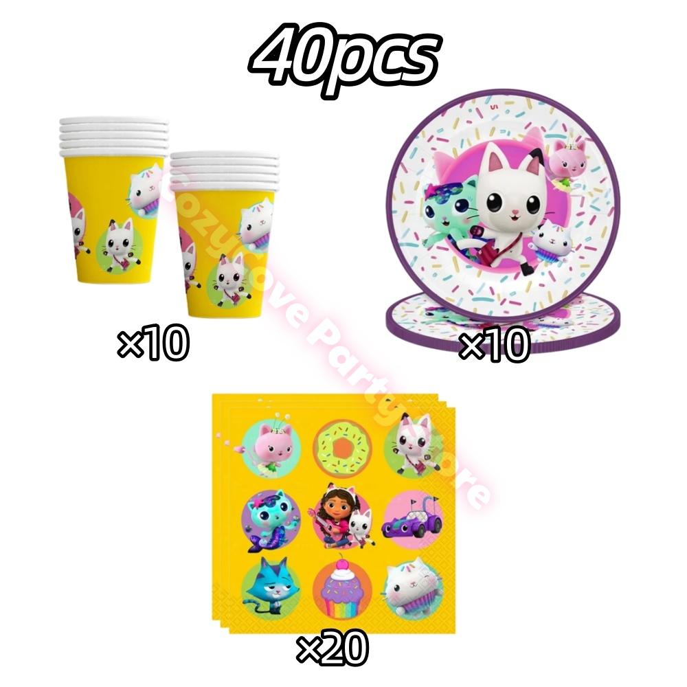 Gabby Dollhouse Birthday Party Decoration Gabby Plates Cups Napkins Cake Topper Balloons For Kids Party Favors Gifts Photo Booth