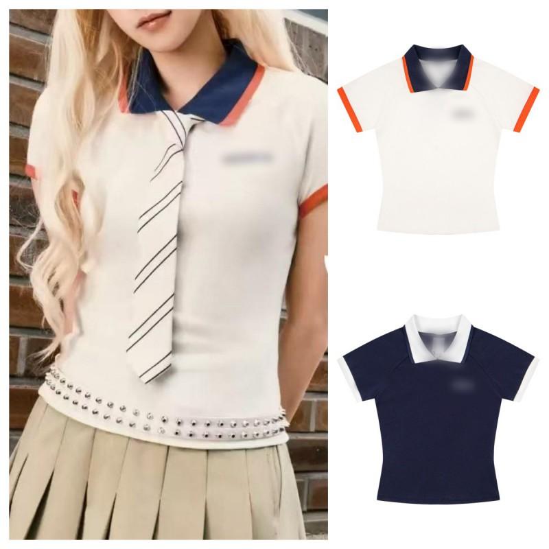 A Family Original Trendy Polo Shirt Song Yuqi Same Style Slim Fit Short Sleeve T-Shirt Women Cotton Casual Sport