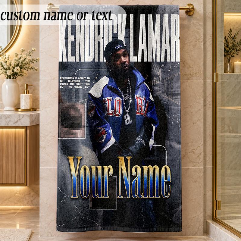 Beach TowelKendrick Lamar Custom Name Text Personalized Soft Towel for Beach Pool Indoor Home Decor Gift