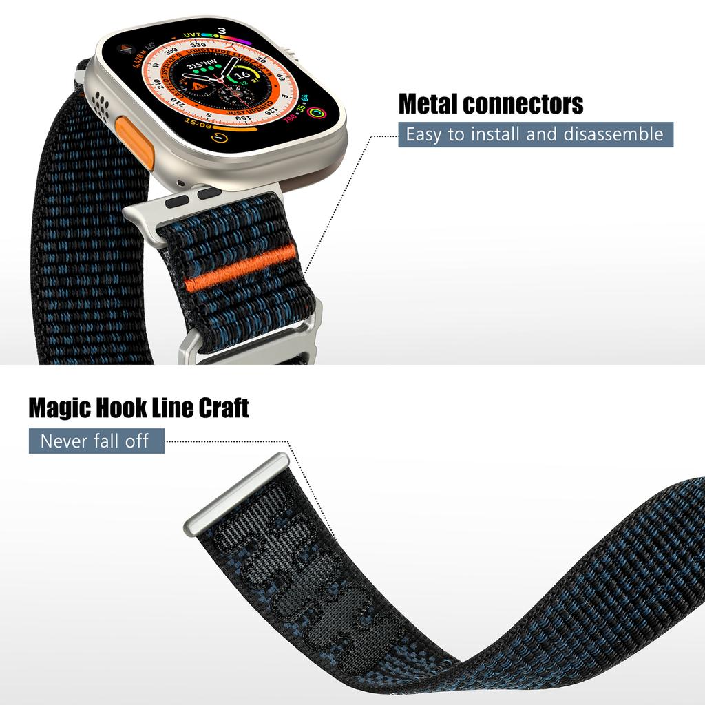 Ремешки для Apple Watch ultra 2 ремешок 49мм 46мм 42мм 44мм 40мм 45мм 41мм 38мм спортивный Нейлоновый браслет IWatch Серия 10 9 8 7 6 5 3 SE