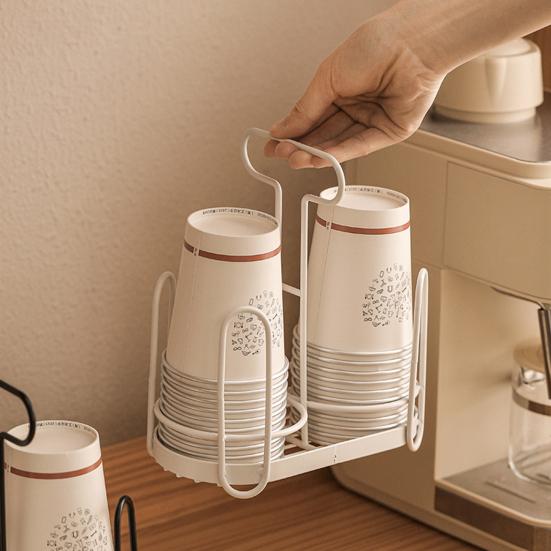 Disposable Cup Holder Paper Cup Dispenser Iron Art Durable Cup Storage Rack for Countertops Kitchen Coffee Stations Multifunctional Cup Organizer