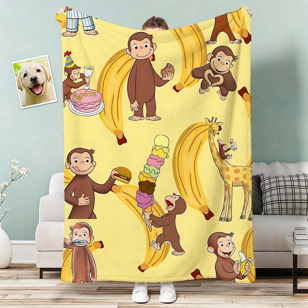 Curious George Throw Lightweight g Flannel Blanket Soft Skinfriendly for Summer Cooling