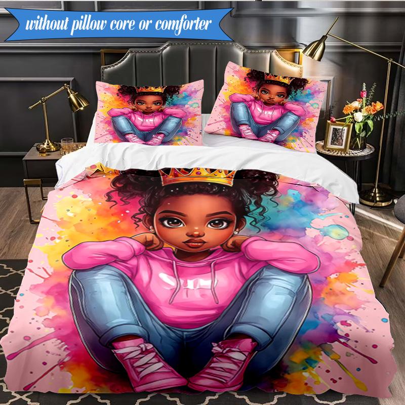 Black Princess Magic Celebration 3pcs K-pop music group Bedding set,Ideal for Bedroom, Dormitory,Including Duvet Cover And 2pcs Pillowcases,Fan gifts