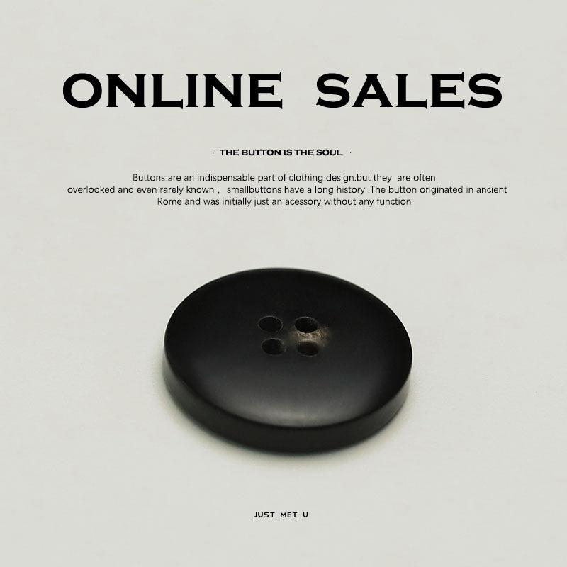 Real Horn Four-Eye Thin Edge Button Classic Suit Button Men'S And Women'S Coat Double-Sided Leather Coat Cardigan Button