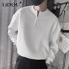 Spring Autumn Korean Casual Fashion Zipper Sweatshirt Man Business Loose All Match Male Pullover Tops Solid Streetwear Clothes