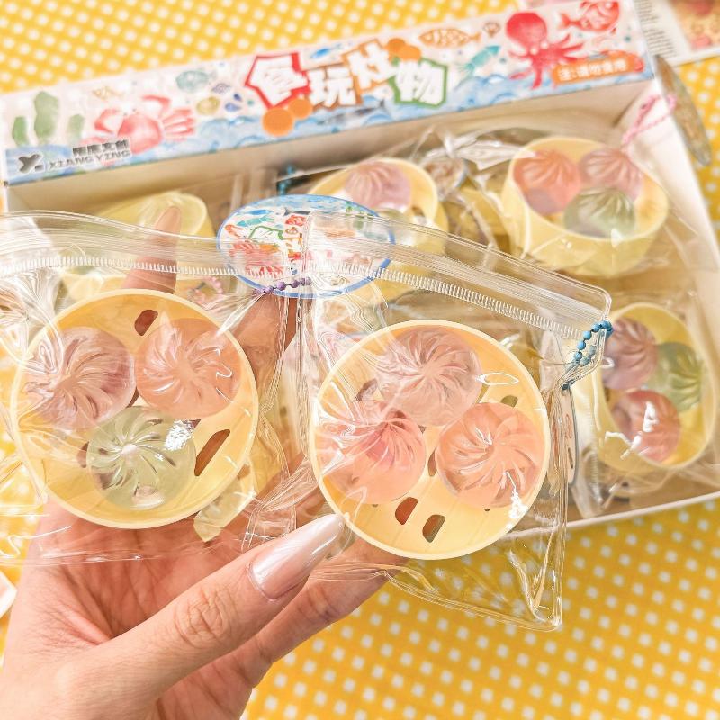 Cute  Dumpling Bun Toy 1/3Pcs with Steamer Squeeze Stress Relief Fidget for Kids Classroom Reward Gift