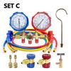 R134a Air Conditioning Pressure Gauge with Hose and Hook 3 Way AC Diagnostic Manifold Gauge Set Freon For R12 R32 R404A R134a