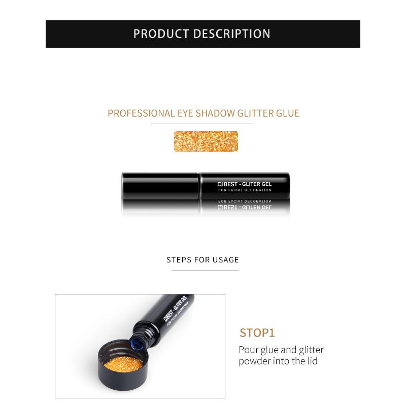 QIBEST Color Cosmetics High Glitter Gold Onion Powder Glue Natural Eye Shadow Nail Gold Onion Glue Quick Drying
