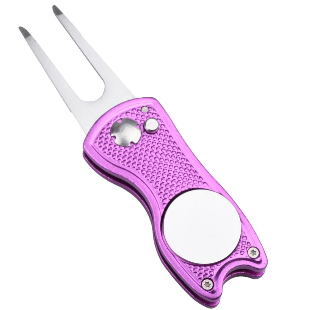 Металлический складной инструмент для ремонта дерна для гольфа с маркером для гольф-мяча